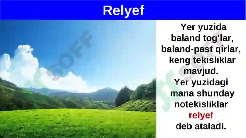 Joy balandligi Geografiya 5-sinf 8