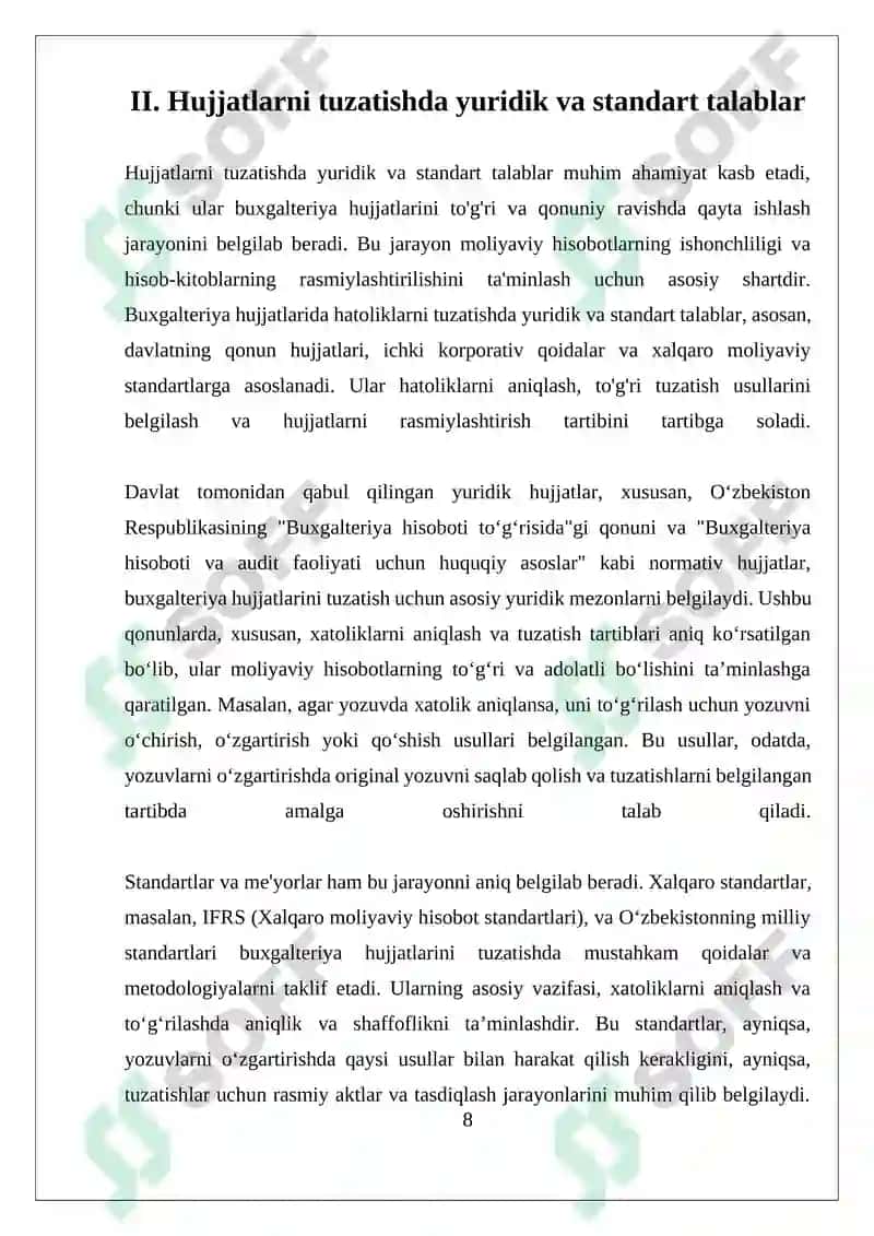 BUXGALTERIYA HUJJATLARIDA HATOLIKLARNI TUZATISH TARTIBLARI 8