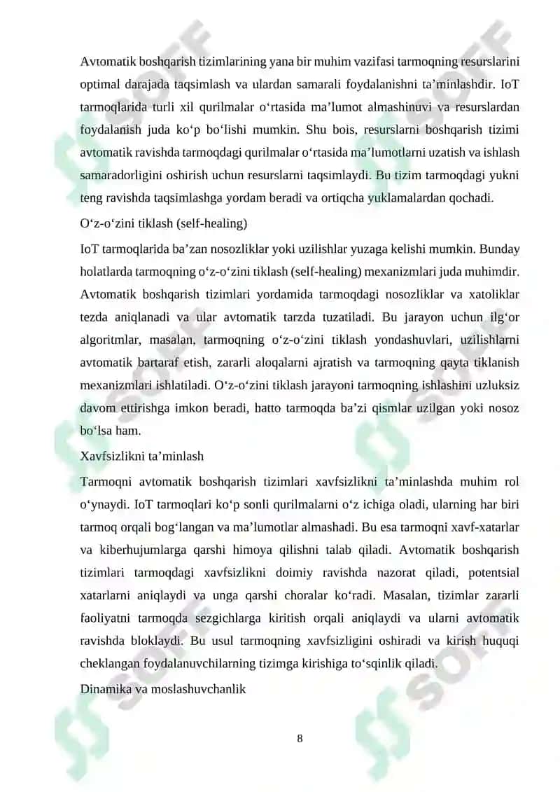 IoT tarmoqlarida tarmoqni avtomatik boshqarish tizimlari 8