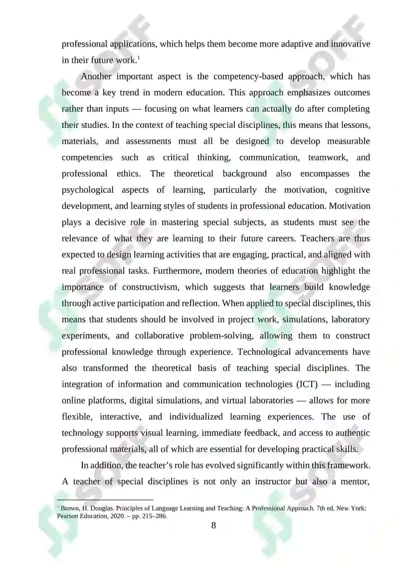 Methodology of Teaching Special Disciplines 8