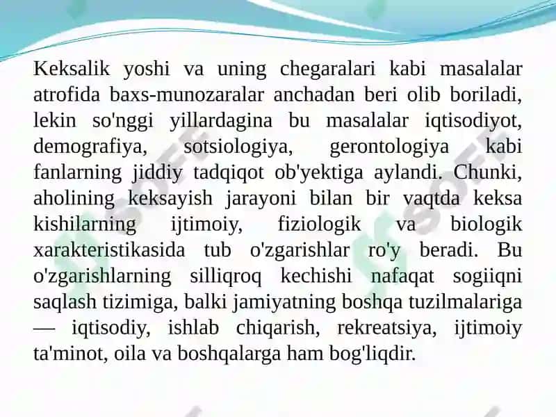 AHOLINING QARISHI VA UNING DEMOGRAFIK OMILLARI 8