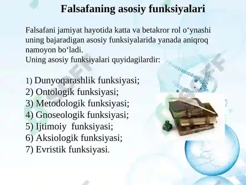 Falsafavaunig jamiyat hayotidagi roli 8