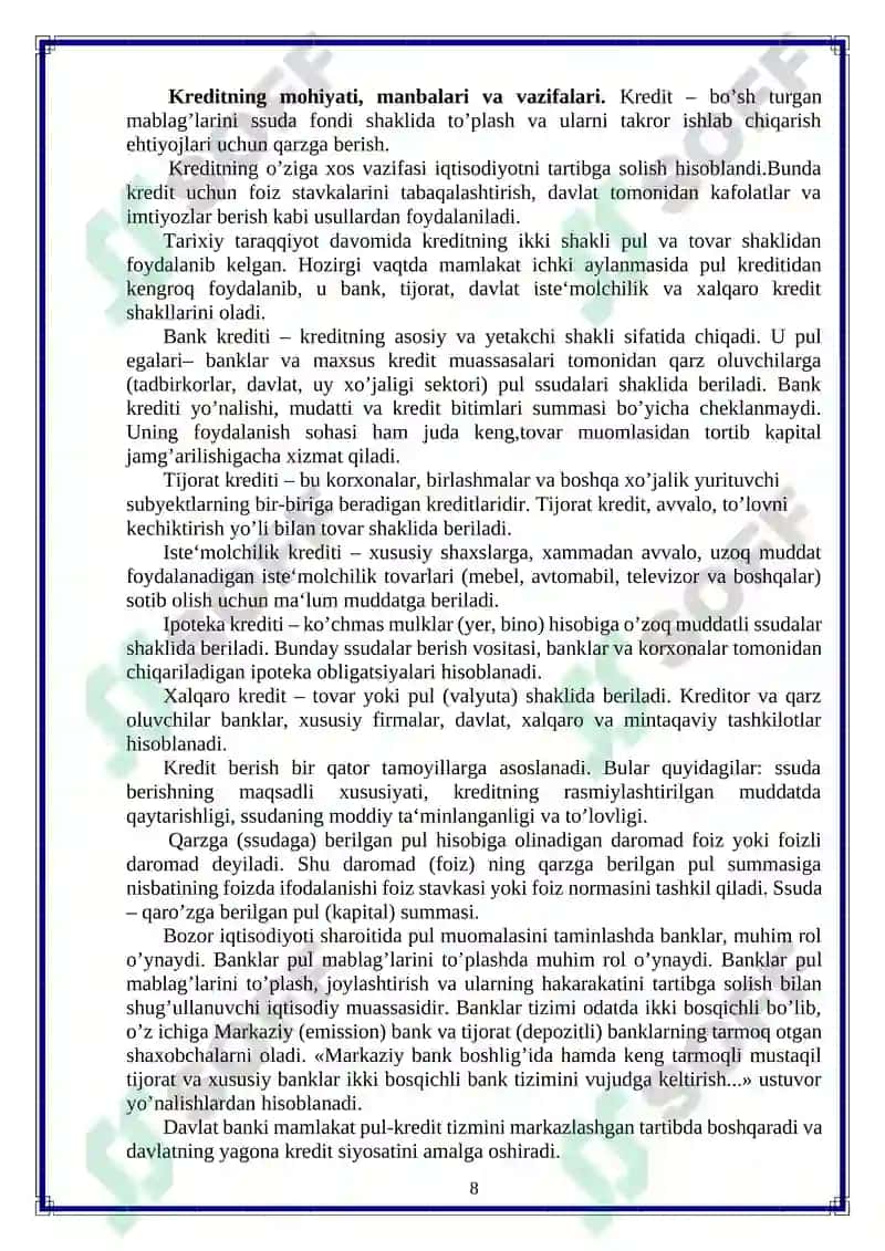 Pul kredit siyosati 8