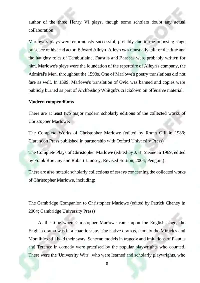 Ch. Marlowe's contribution to English drama 8