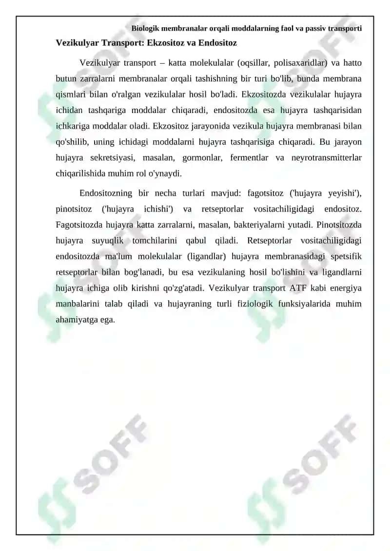 Biologik membranalar orqali moddalarning avtiv va passiv transporti 8