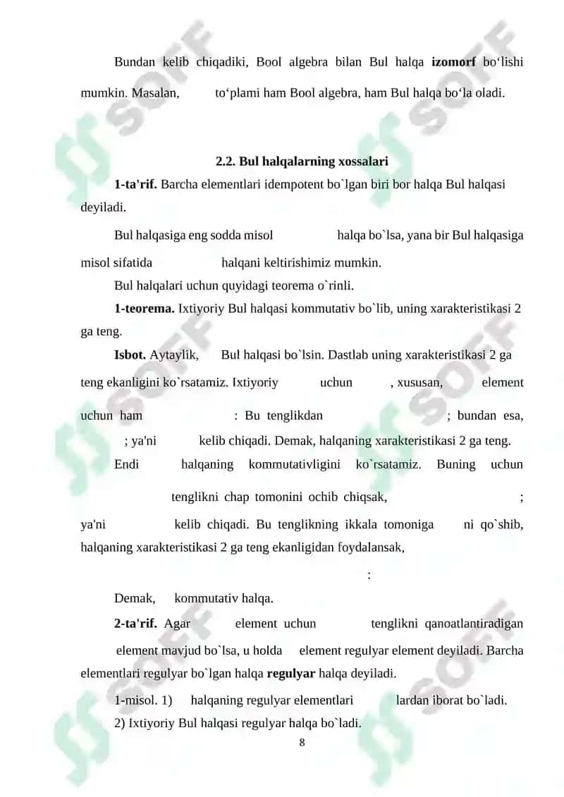Bul va regulyar halqalar 8
