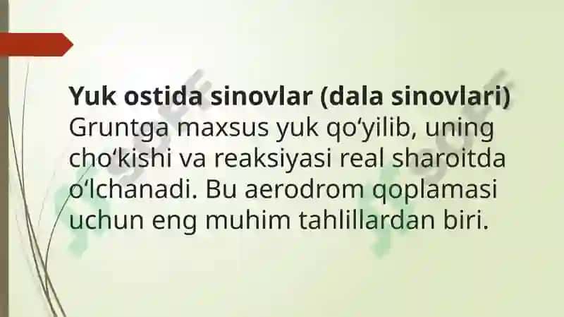 Aerodromlar gruntlarni tahlil qilish usullari 8