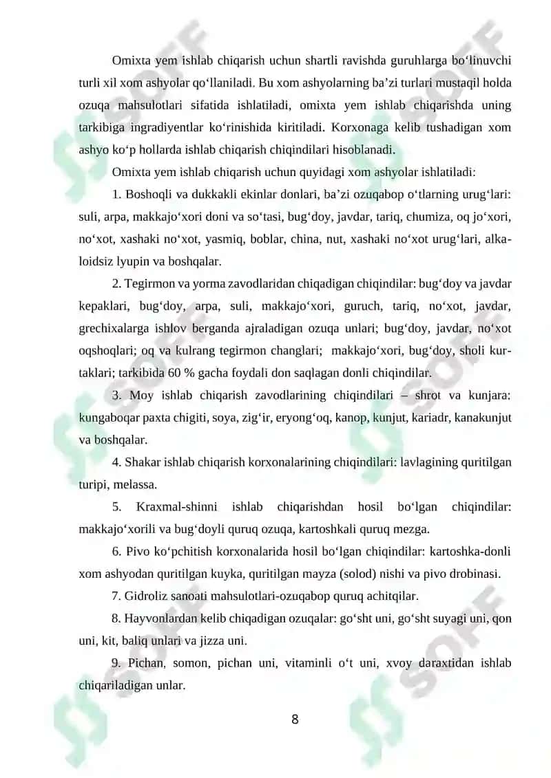 Omixta yem ishlab chiqarish texnologiyasi 8