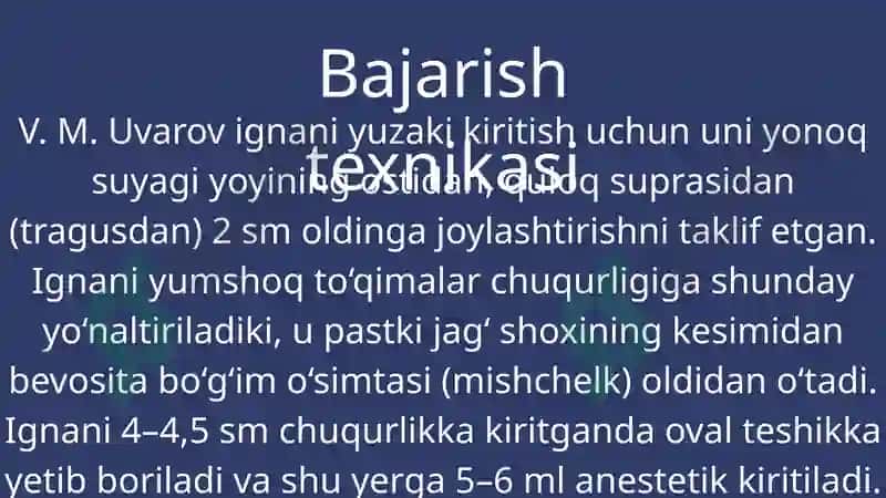 Pastki alveolyar nervni Og'riqsizlantirish 8