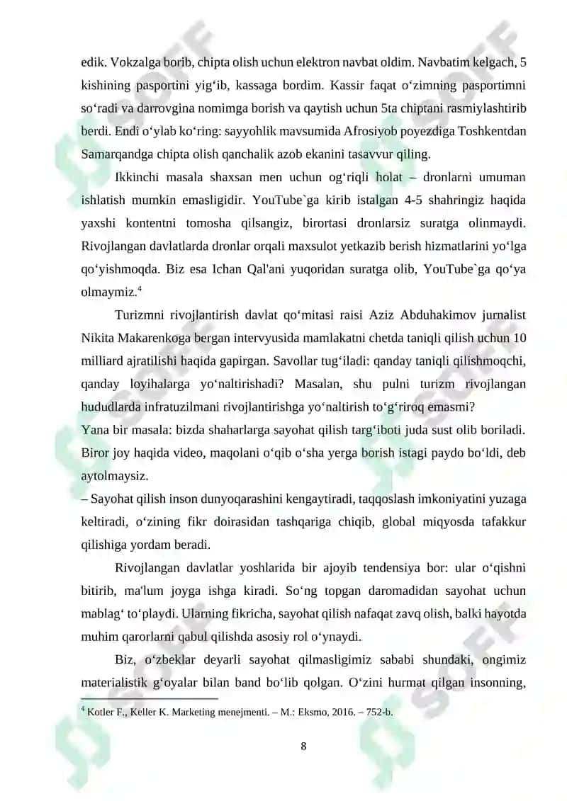 Turizm bozori segmentatsiyasi va maqsadli auditoriya tanlash 8