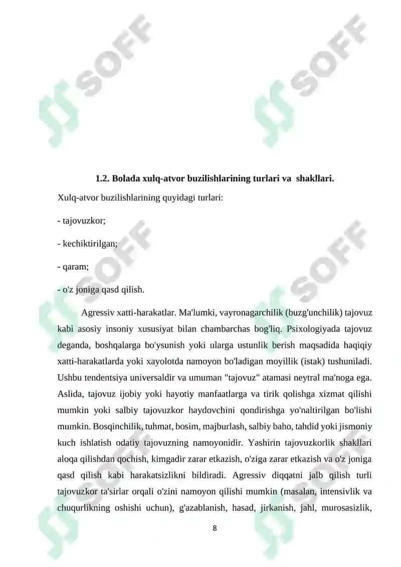 Bola xulqining buzilish omillari 8