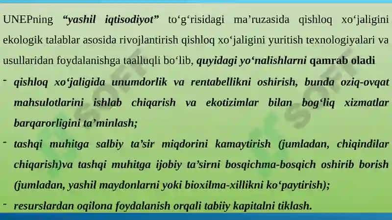 ORGANIK  QISHLOQ   XO‘JALIGINI  RIVOJLANTIRISH YO‘NALISHLARI. 8