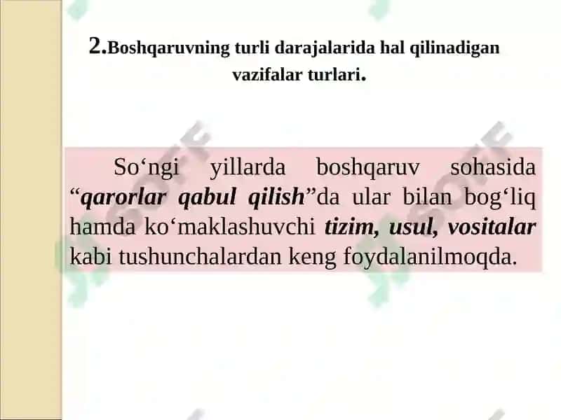 MAVZU.TASHKILOTDAGI MENEJERLARNING VAZIFALARI 8