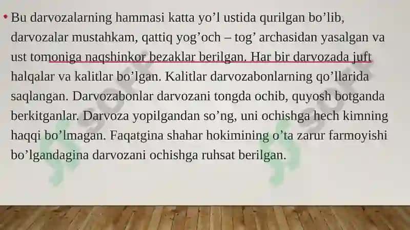 TOSHKENT IJTIMOIY AHVOL HAMDA DARVOZALARI VA KO’CHALARINING TARIXIY AHAMIYATI 8