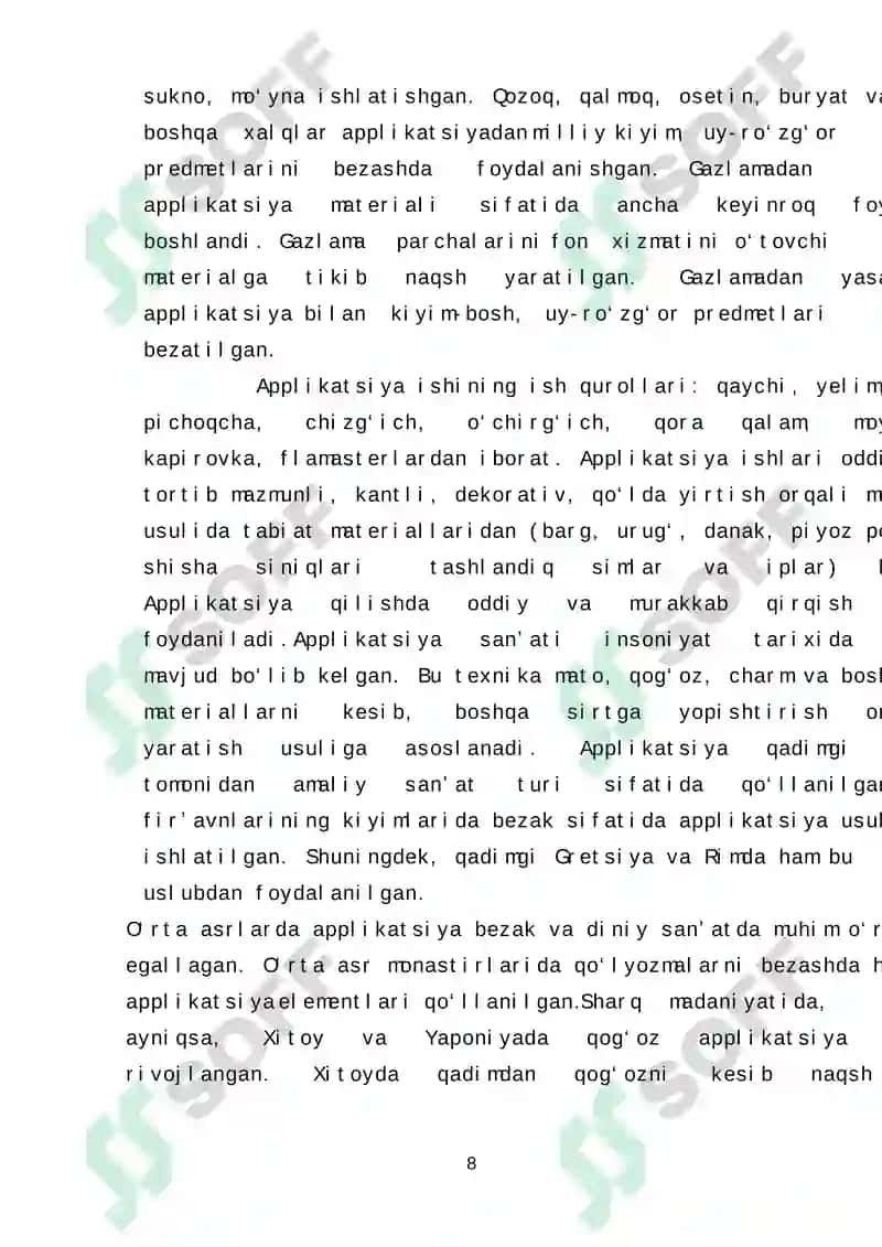 IJODIY QOBILIYATLARINI SHAKLLANTIRISHDA APPLIKATSIYANING OʻRNI 8