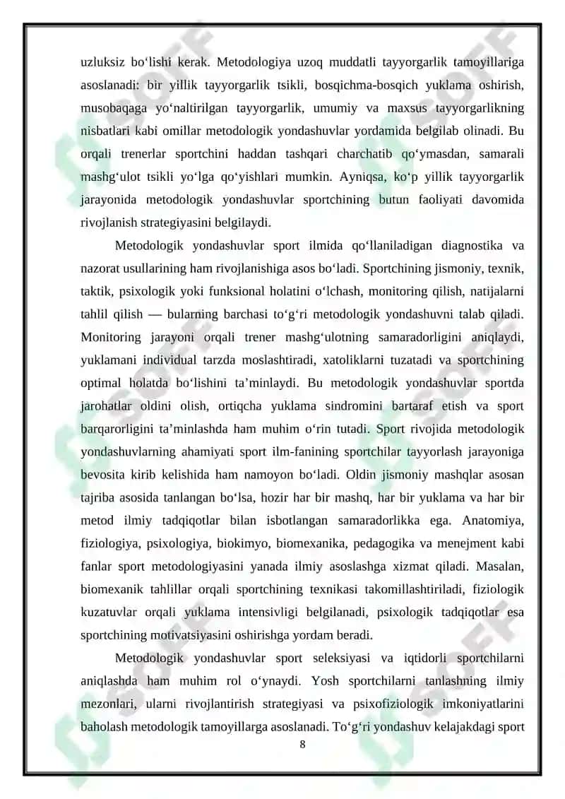 Sport mashg'ulotlarining metodologik asoslari 8