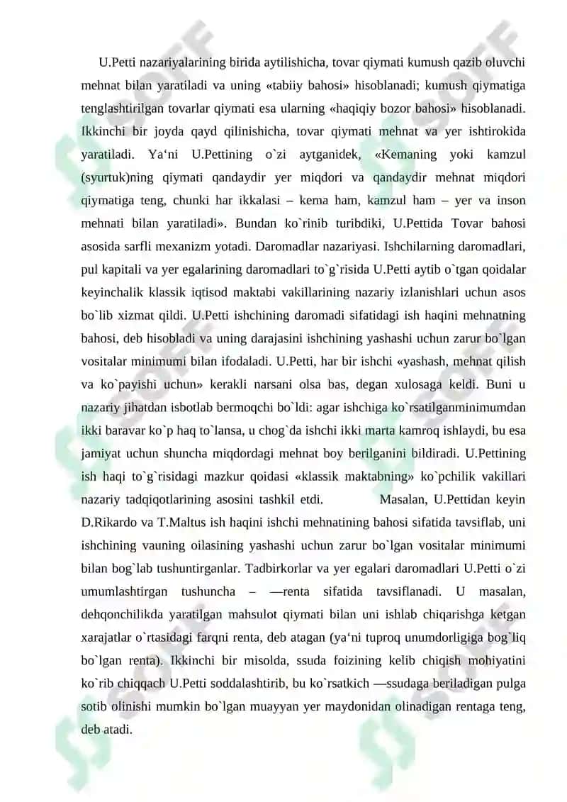 Klassik iqtisodiy maktabning yuzaga kelishi, rivojlanishi va yakunlanishi. Marjinalizm iqtisodiy ta`limoti 8