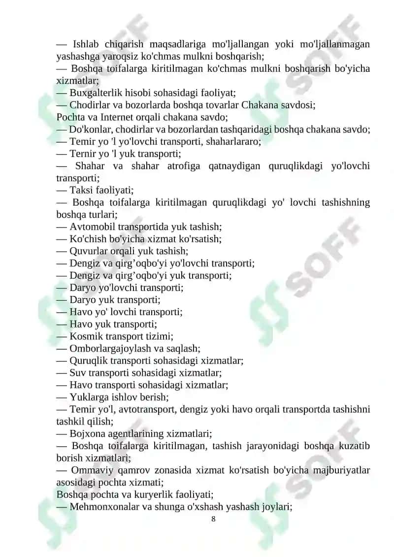 Mchj amaliyot hisoboti 8