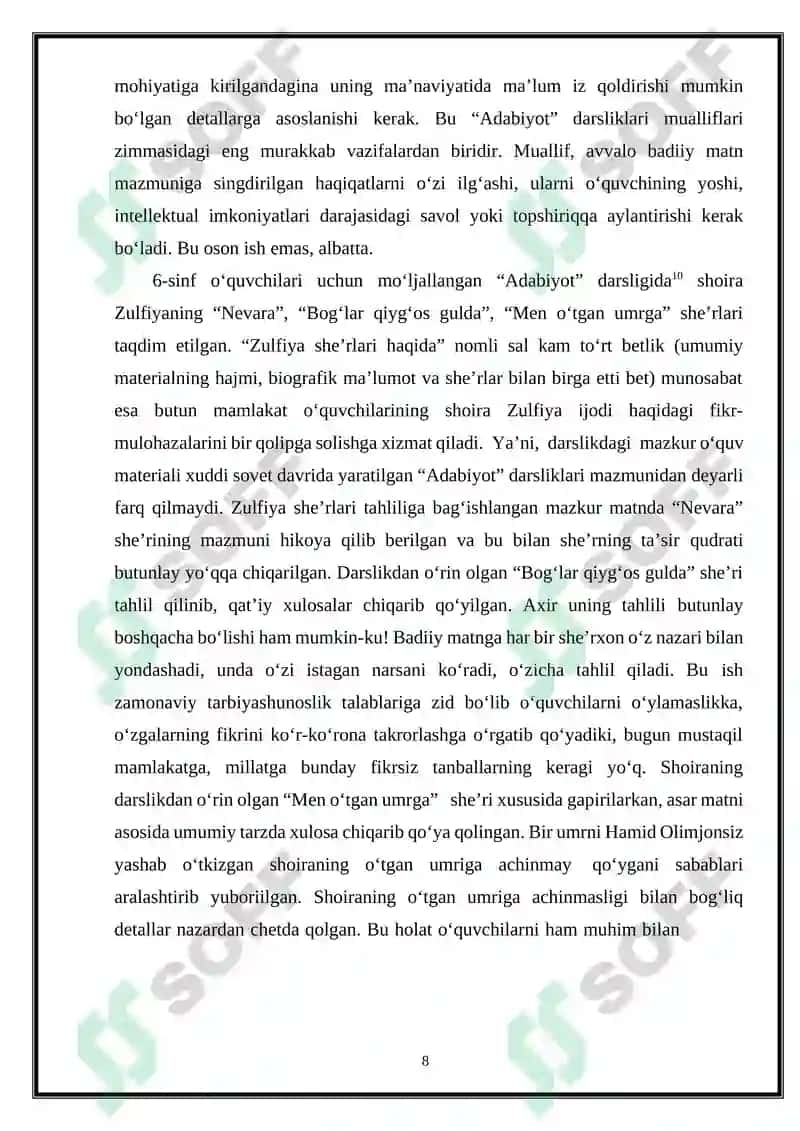 Adabiy taʼlimda Zulfiya hayoti va ijodini zamonaviy texnologiyalar 8