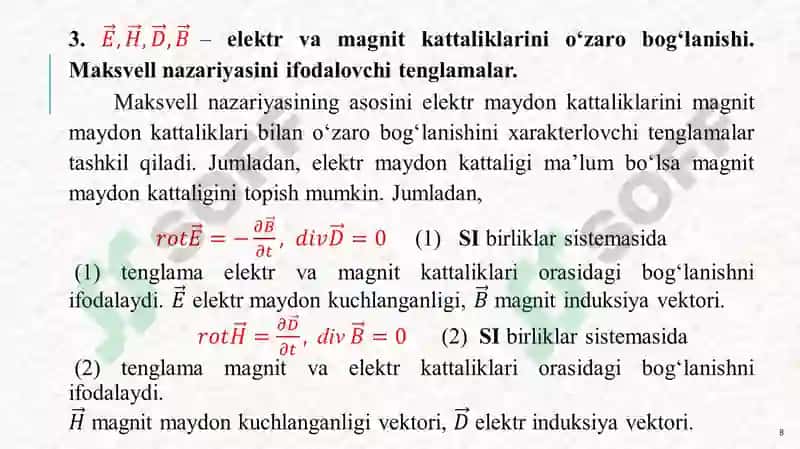 Maksvellning Elektromagnitmaydoni 8