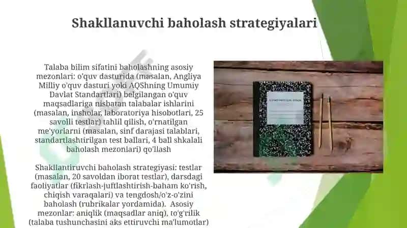 Talabalar bilimini o'zlashtirish sifatini baholashning asosiy mezonlari va turlari 8