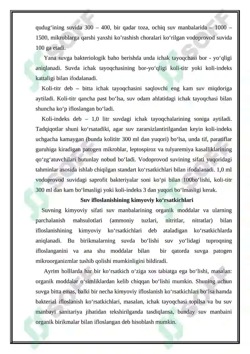Ichimlik suvining zararsizlantirish sifatni tekshirish va baholash 8