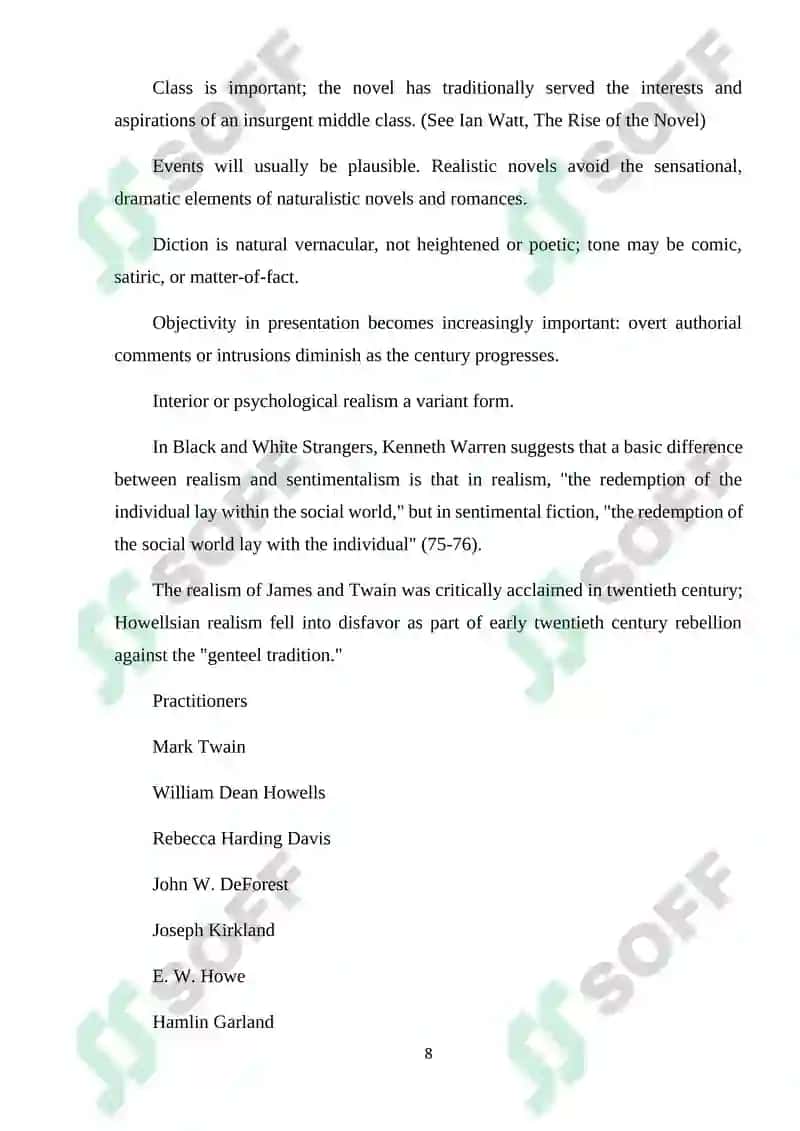 American Realism and Naturalism Course Work 8