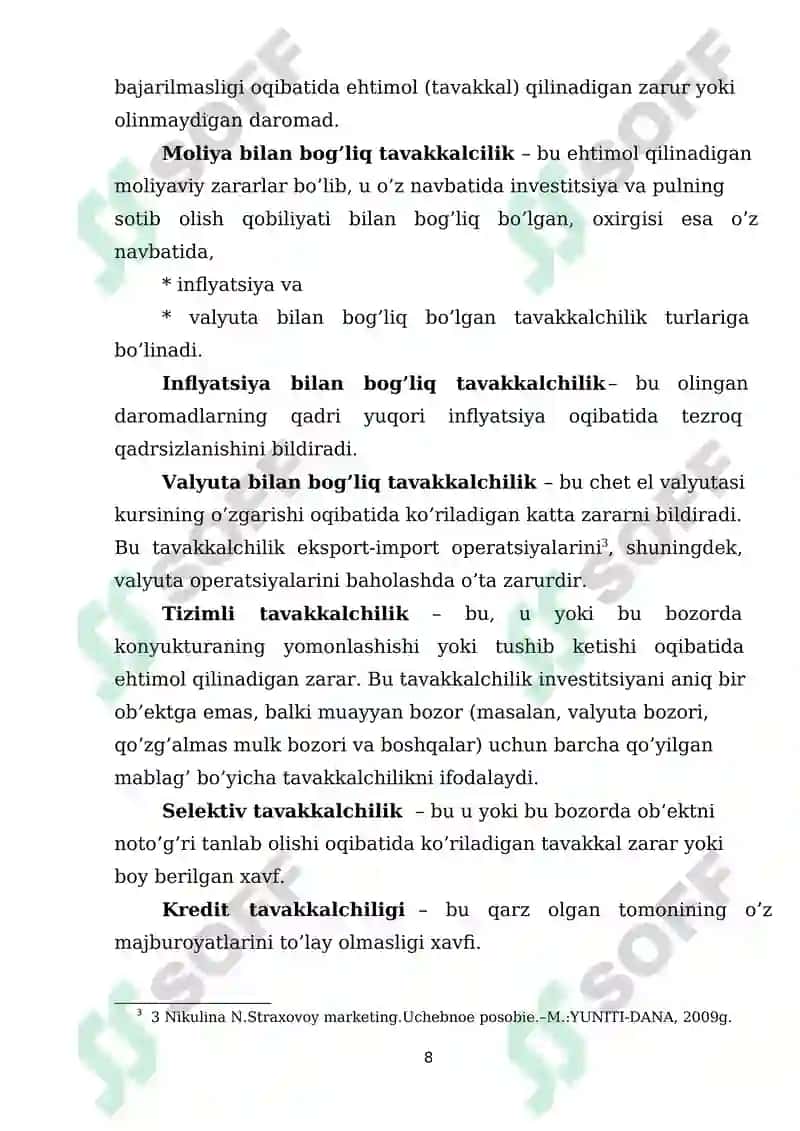 Tavakkalchilikni pasaytirishda sug’urtaning ahamiyati 8