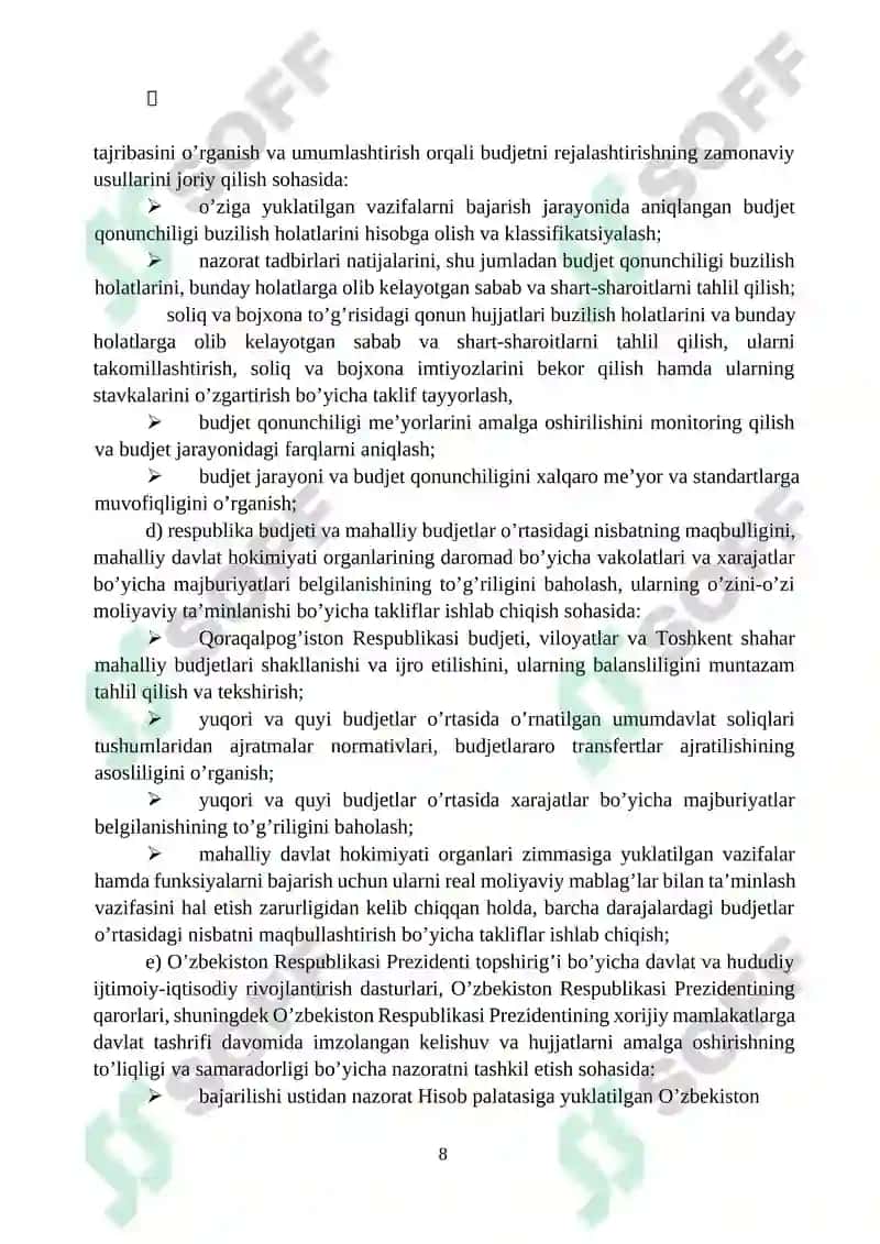 O’zbekiston Respublikasi Hisob palatasi 8