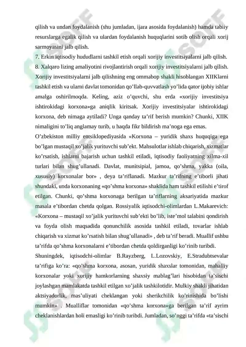 MILLIY IQTISODIYOTGA XORIJIY INVESTITSIYALARNI JALB QILISH TURLARI VA SHAKLLARI 8