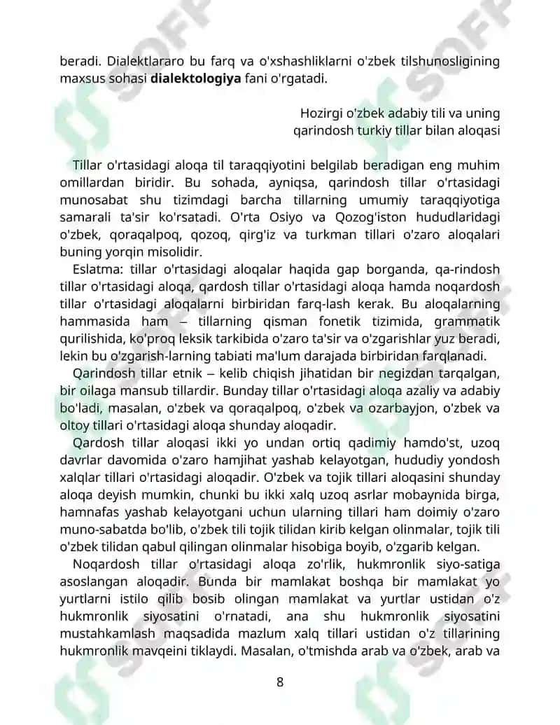 HOZIRGI O'ZBEK ADABIY TILI (O'zbek filologiyasi bakalavr ixtisosligi uchun qo'llanma) 8