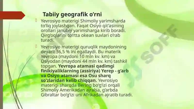 Yevrosiyoning geografik o'rni va o'rganilish tarixi 8