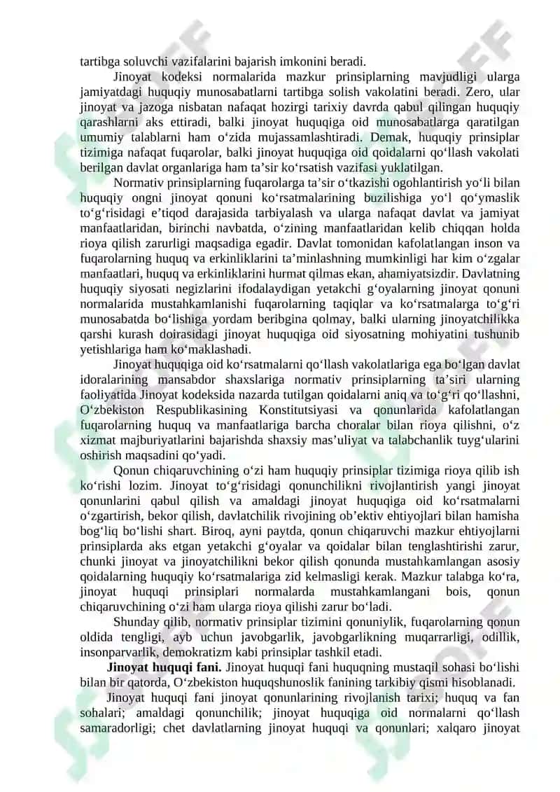 Jinoyat huquqi tushunchasi, vazifasi, prinsiplari va tizimi 8