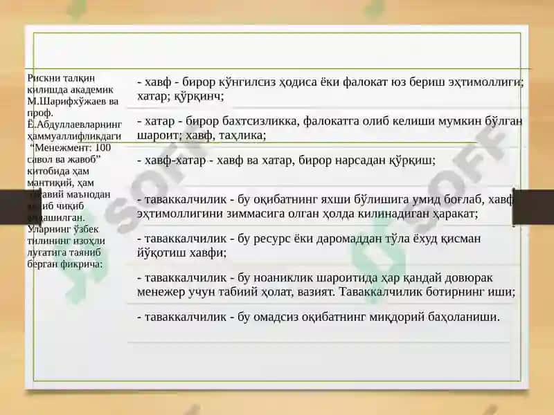 Молия ва рисклар 8