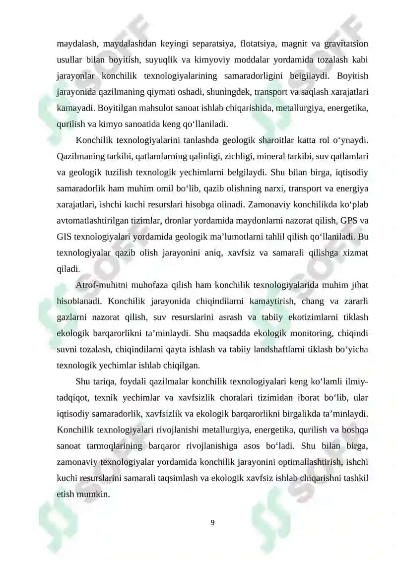 Konchilik va foydali qazilmalar tushunchasi va ahamiyati 8