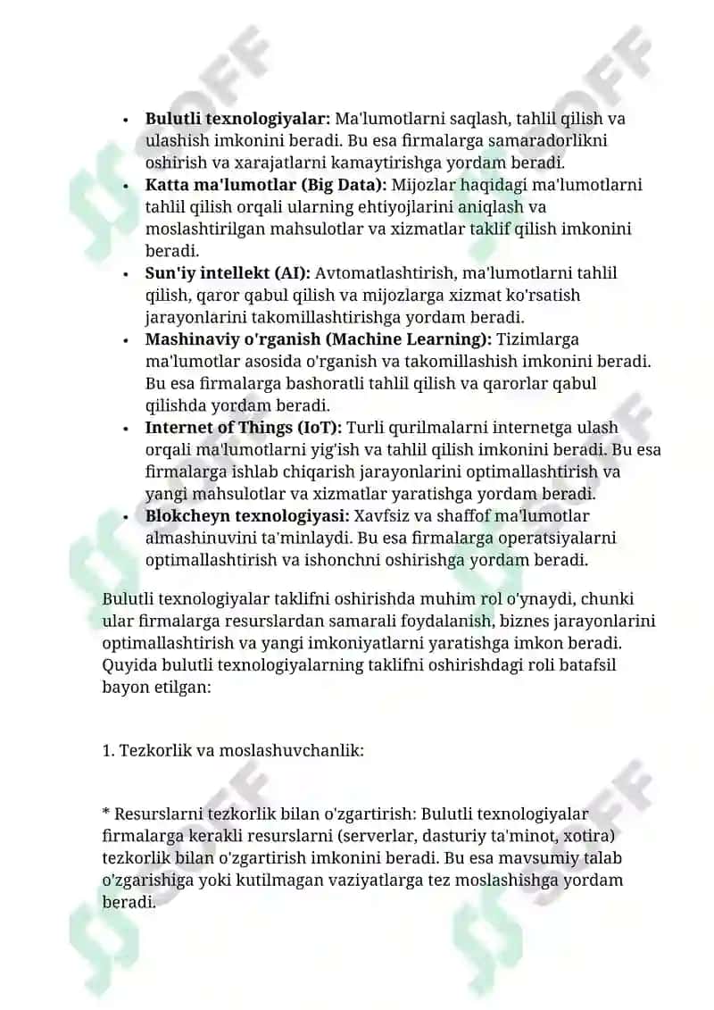 Taklifni oshiradigan innovatsiya va texnologiyalar 8