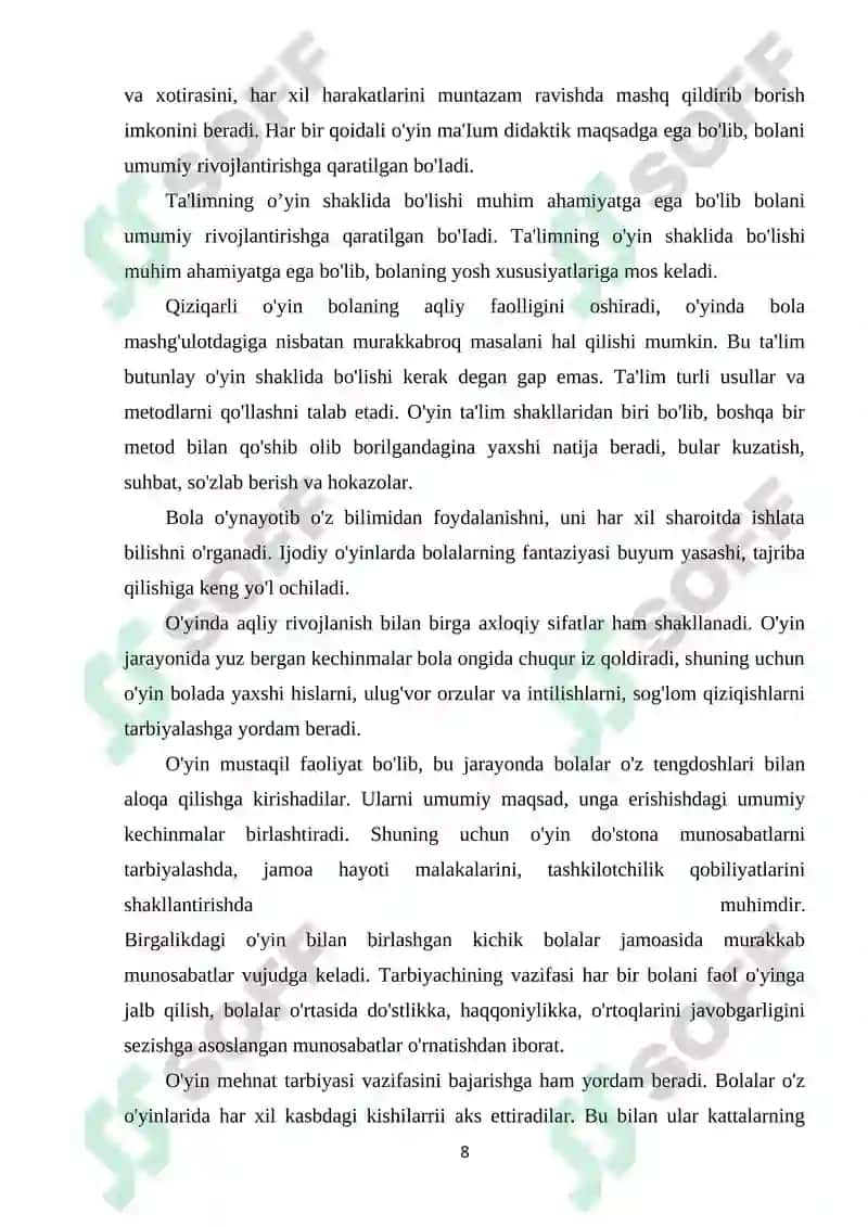 MAKTABGACHA YOSHDAGI BOLALARNING O'YIN FAOLIYATINI RIVOJLANTIRISH VOSITASI SIFATIDA SUB'EKT-FAZOVIY MUHITNI RIVOJLANTIRISH 8
