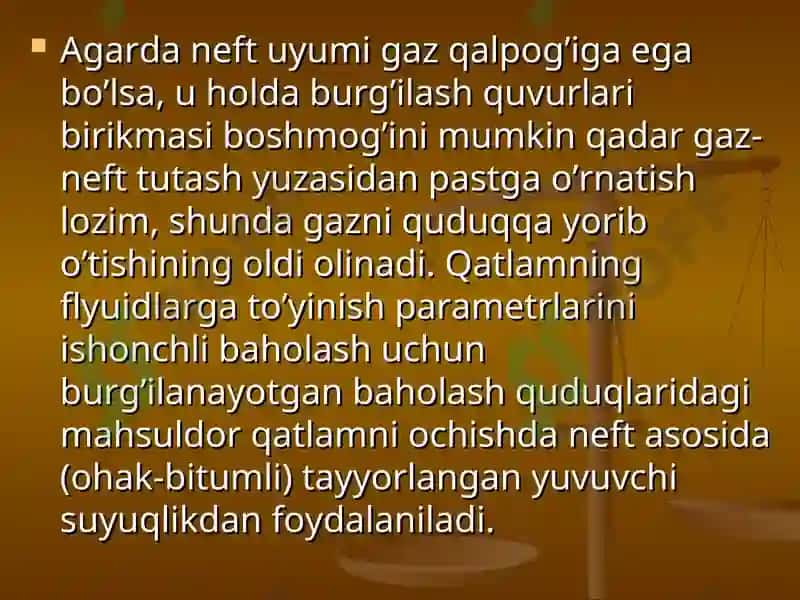 Qatlamni ochish, quvurlarni perforatsiyalash va quduqni o’zlashtirish 8