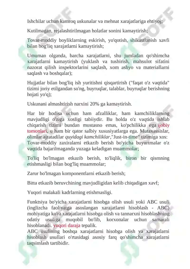 Activity-based-costing (A,B,C) usuli 8