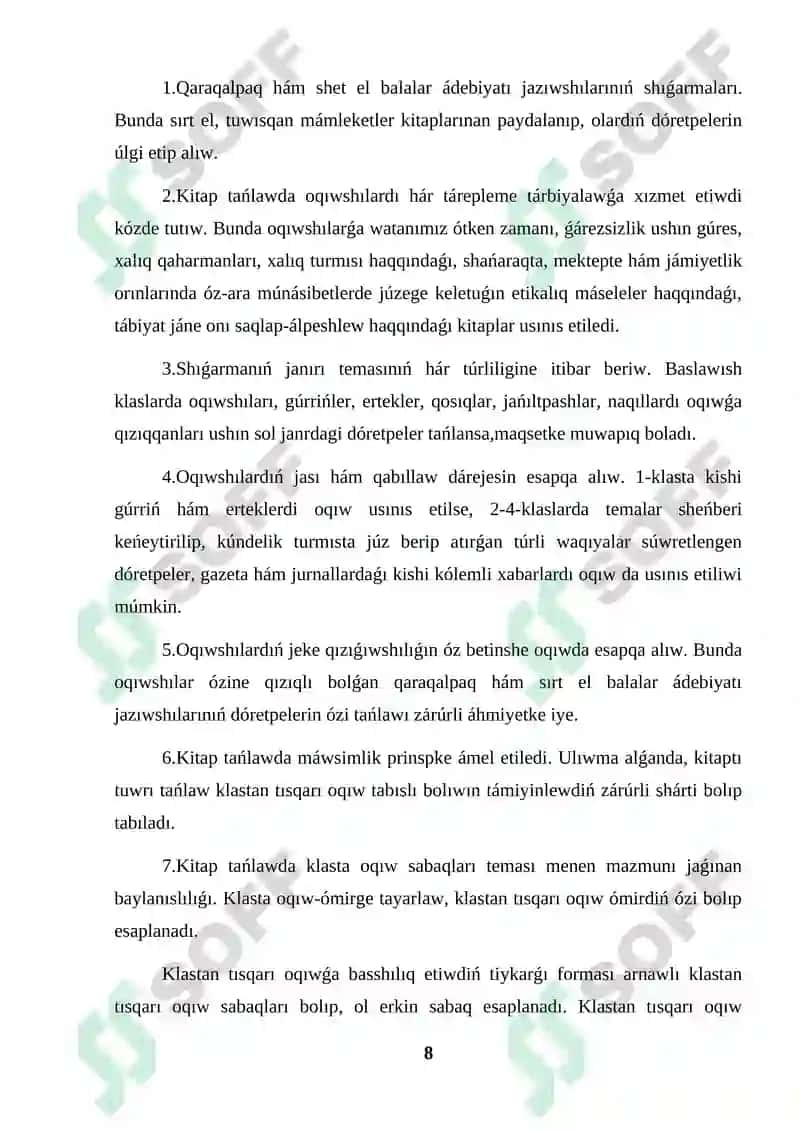 Sawat úyretiw dáwirinde klastan tıs jumıslar kurs jumısı 8