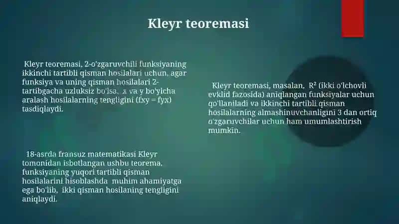 Yuqori Tartibli Qisman Hosila va Differentsiallar 8