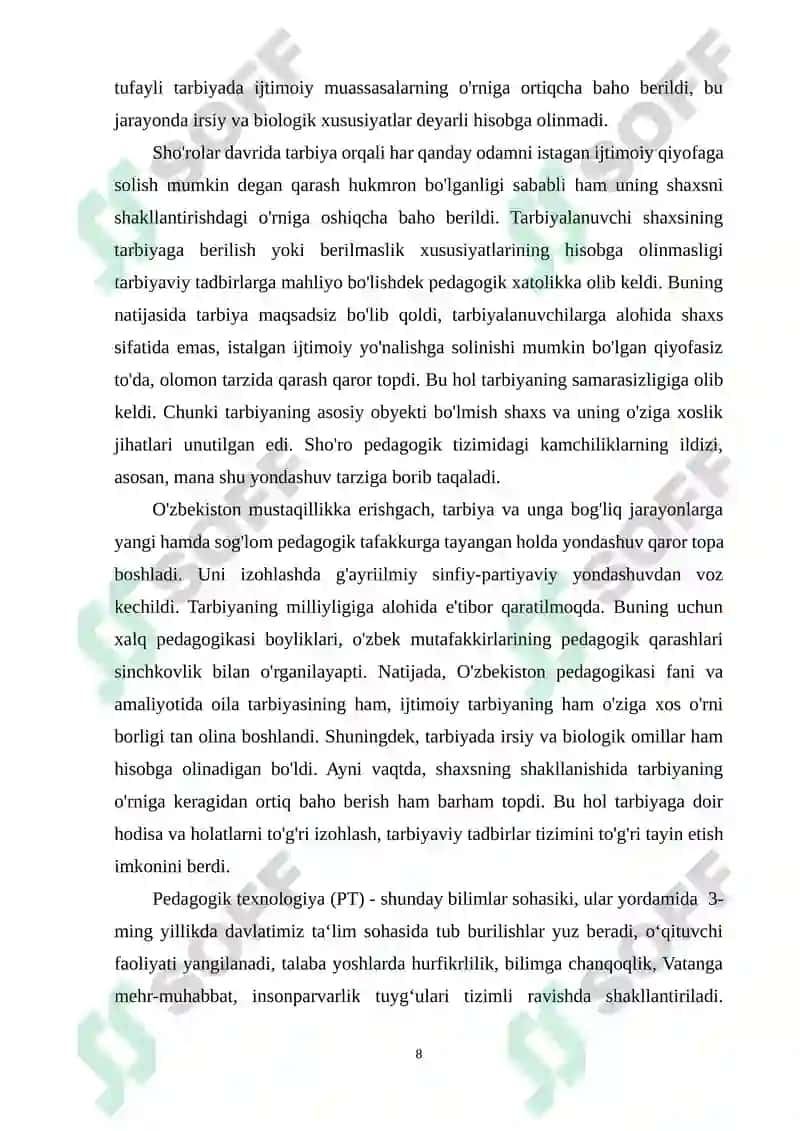 TARBIYA FANINI O‘QITISHDA PEDAGOGIK TEXNOLOGIYALARDAN FOYDALANISH 8