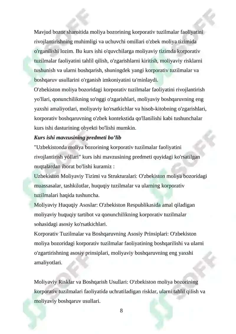 Moliya bozorining korporativ tuzilmalar faoliyatini rivojlantirish yóllari 8