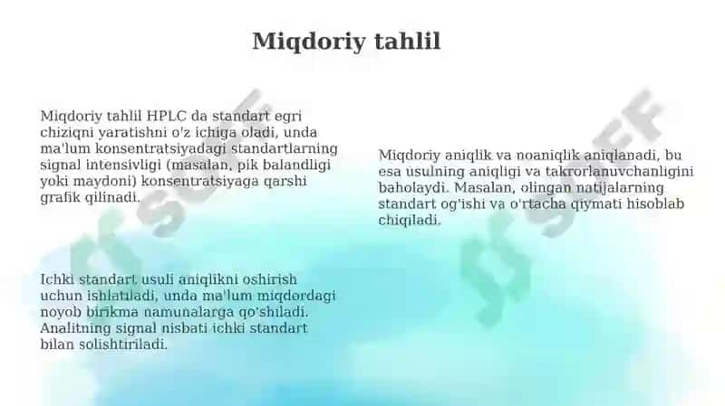 Zaharli moddalarni tahlilida Yuqori samarali suyuqlik xromatografiya 8