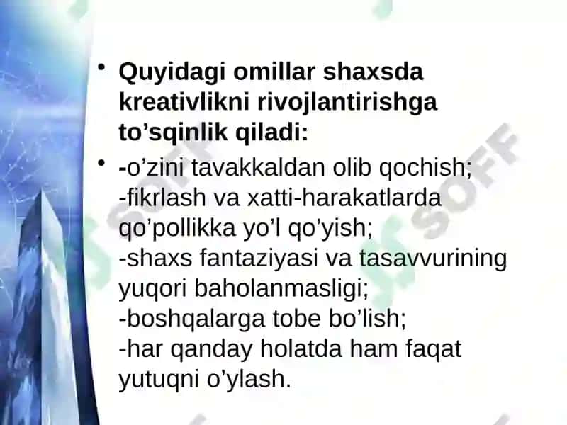 Kreativ fikrlashning bolafaoliyati 8