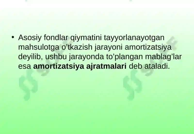 Asosiy fondlar tushunchasi, ahamiyati, tasnifi 8