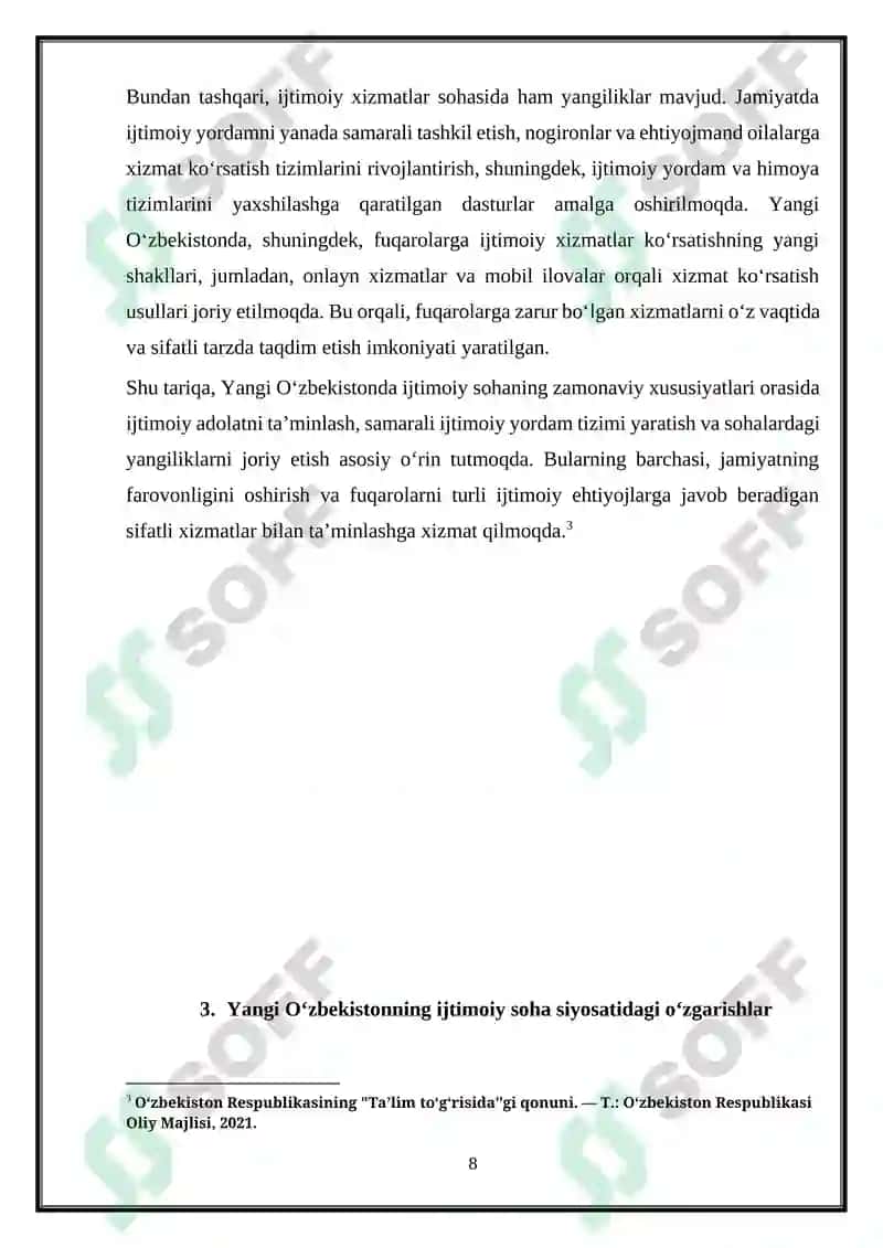 Yangi O‘zbekistonda ijtimoiy sohaga bo‘lgan zamonaviy munosabat 8