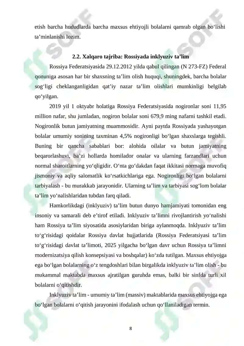 INKLYUZIV TA’LIM BO‘YICHA CHET EL TAJRIBASI 8