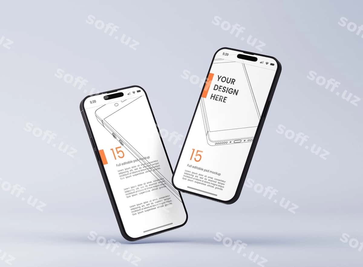 Akilli telefon ekrani namuna dizayni | Smartphone screen mockup design 1