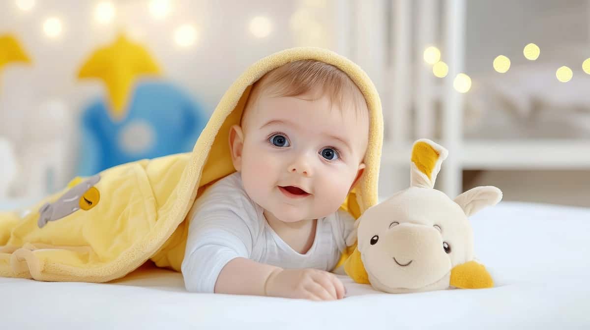 To‘ldirilgan hayvon bilan jilmaygan chaqaloq | Smiling baby with stuffed animal 1